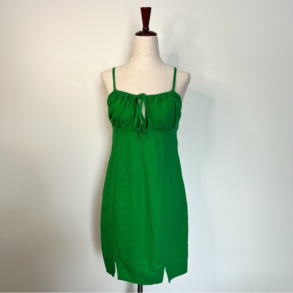 Wild Fable Green Linen Mini Dress Adjustable Straps Summer Cottagecore Sundress